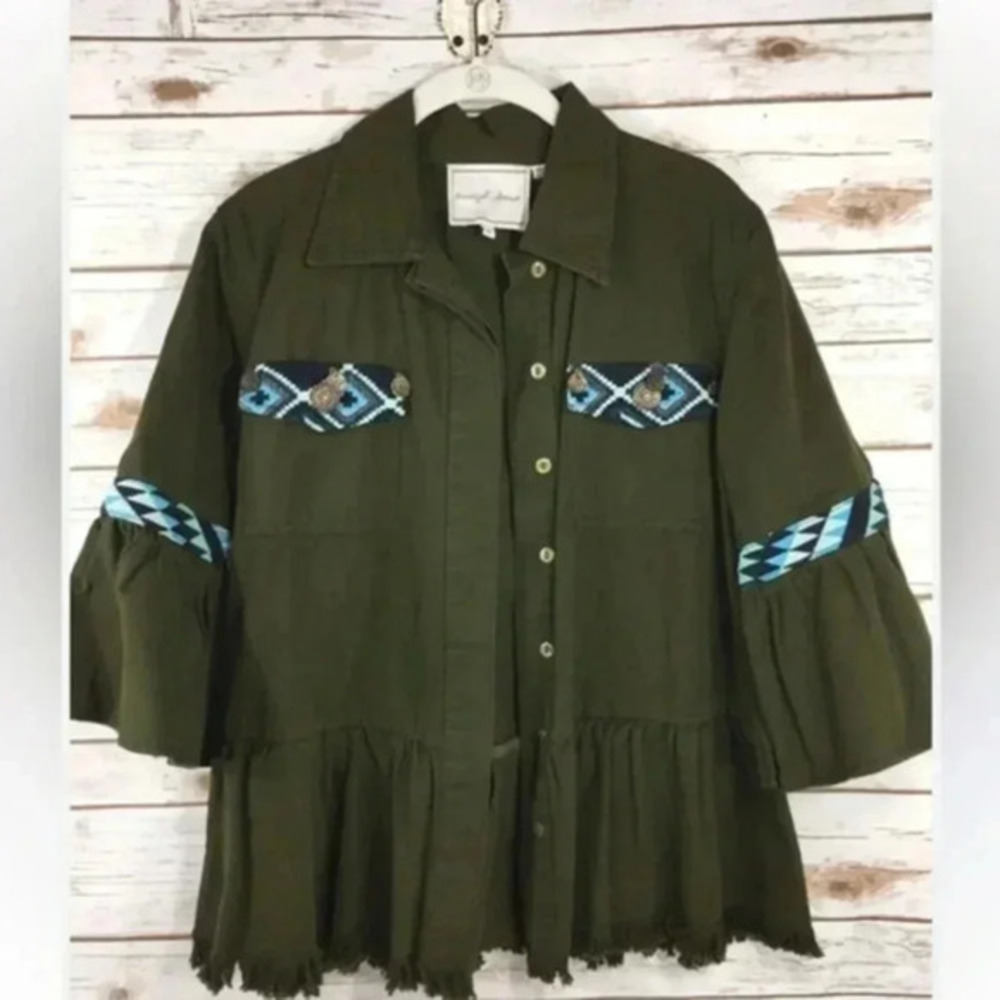 Anthropologie Boho green jacket size S